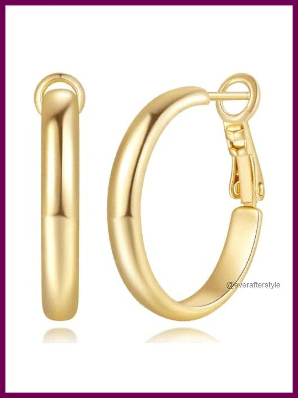 14K Gold Plated Flat Hoop Earrings for Women Bold Design Lever Back